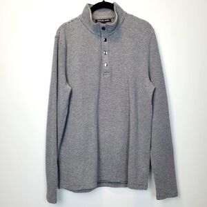 Michael Kors Gray Stripe Men's Snap‎ Button Pullover Sweater Large